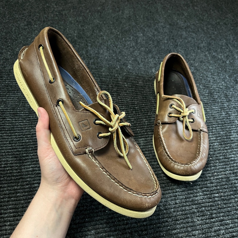 Sperry Top-Sider Boat Shoes Mens 13 Brown Leather Authentic Original Loafers